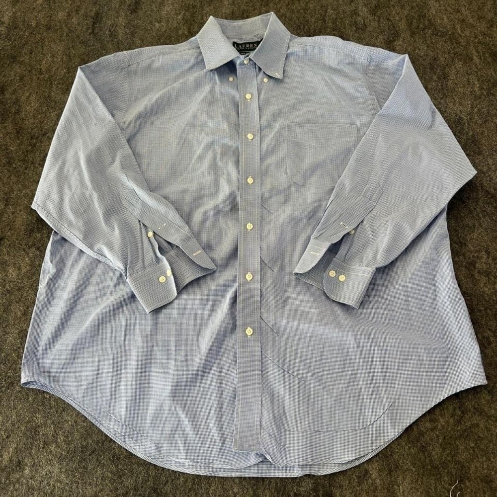 Lauren Ralph Lauren Mens 17 1/2 32/33 blue and white checkered button down